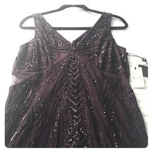 Adrianna Papell Purple Sequin Hi-Low Dress